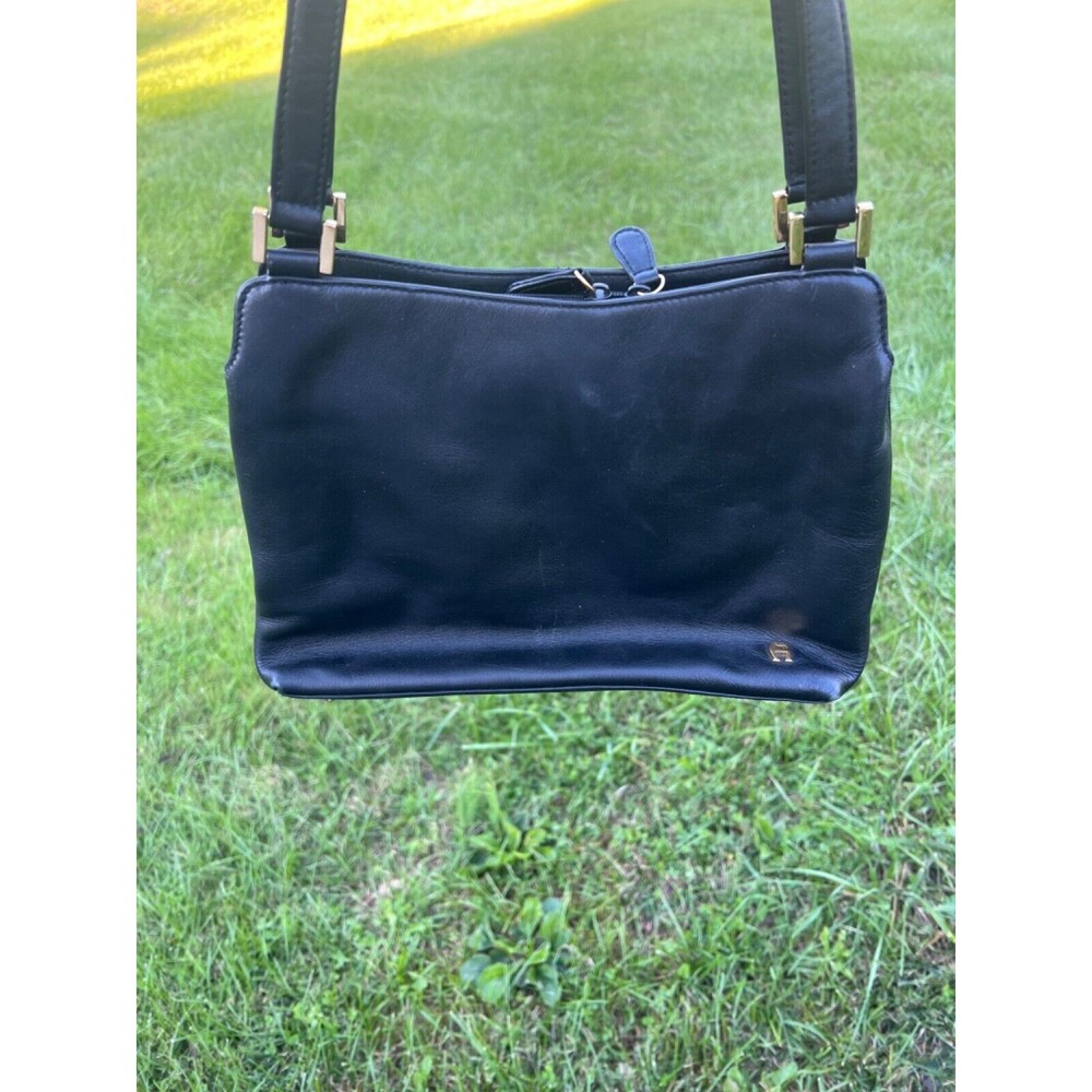 Etienne Aigner Genuine 100% Cowhide Leather Black Shoulder Handbag Purse
